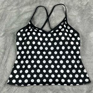 Jantzen polka dot black and white tankini top size 16